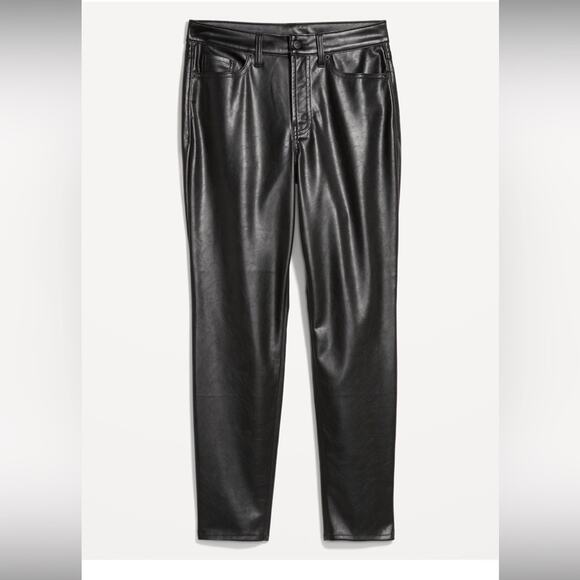 Old Navy black High-Waisted OG Straight Faux Leather Ankle Pants - Picture 5 of 10